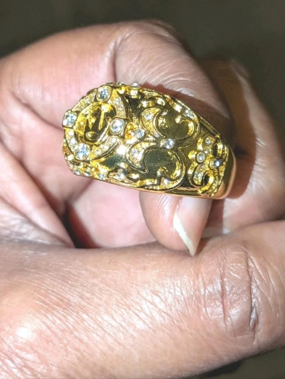 2Ct Round Real Moissanite Royal King Crown Wedding Ring 14K Yellow Gold Plated12